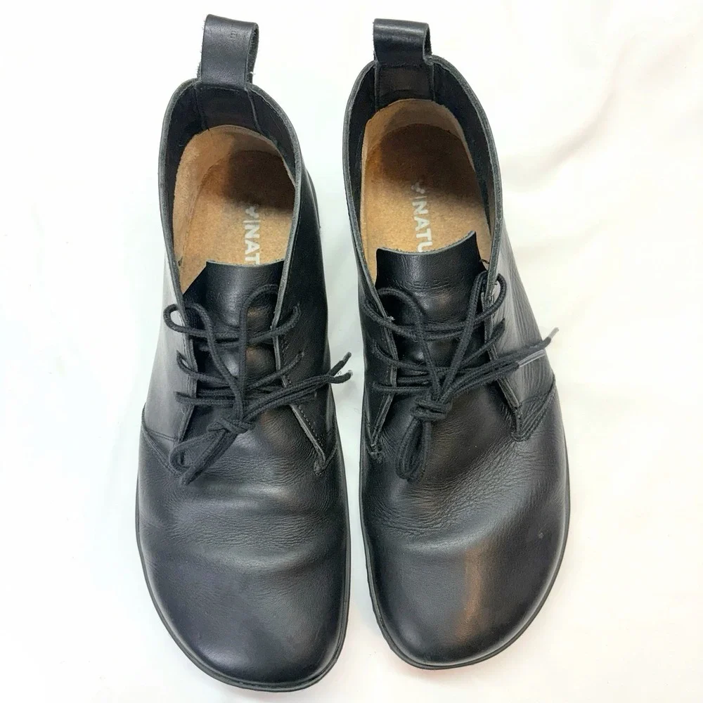 Vivobarefoot Men's Gobi Lux Black Leather Barefoot Boots - Size EU 46 US 12